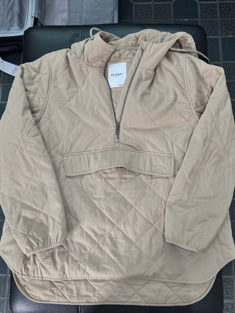 Banana Republic Quilted Hooded Pullover Jacket in Beige